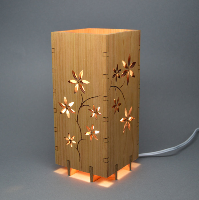 Laser cut floral lamp